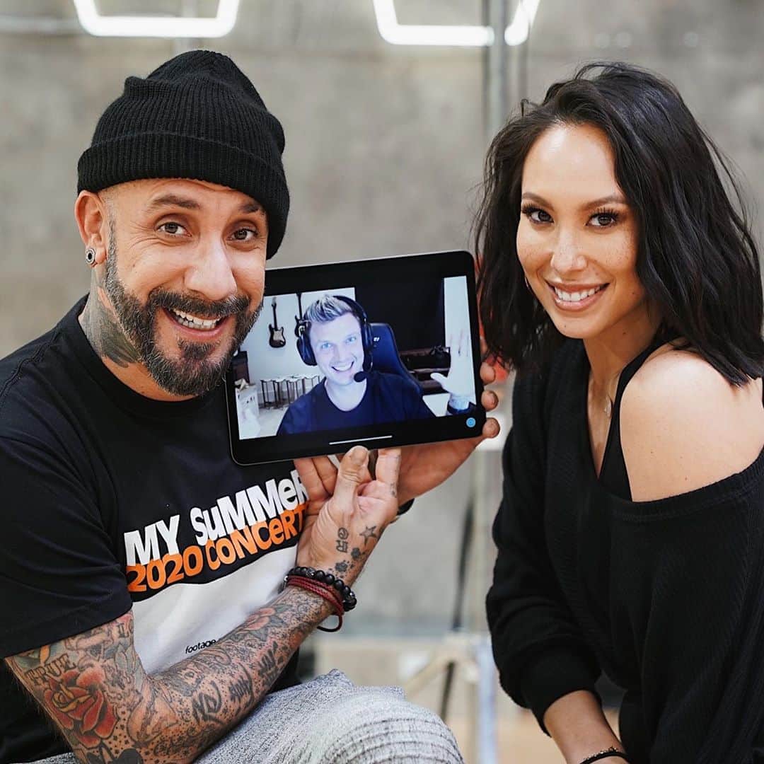 A.J.のインスタグラム：「Thanks @nickcarter for popping in and giving me some support and advice!!! Everybody really needs to tune into #DWTS on Monday night….there’s something BIG coming! #TeamPrettyMessedUp #PrettyMessedUpPodcast」