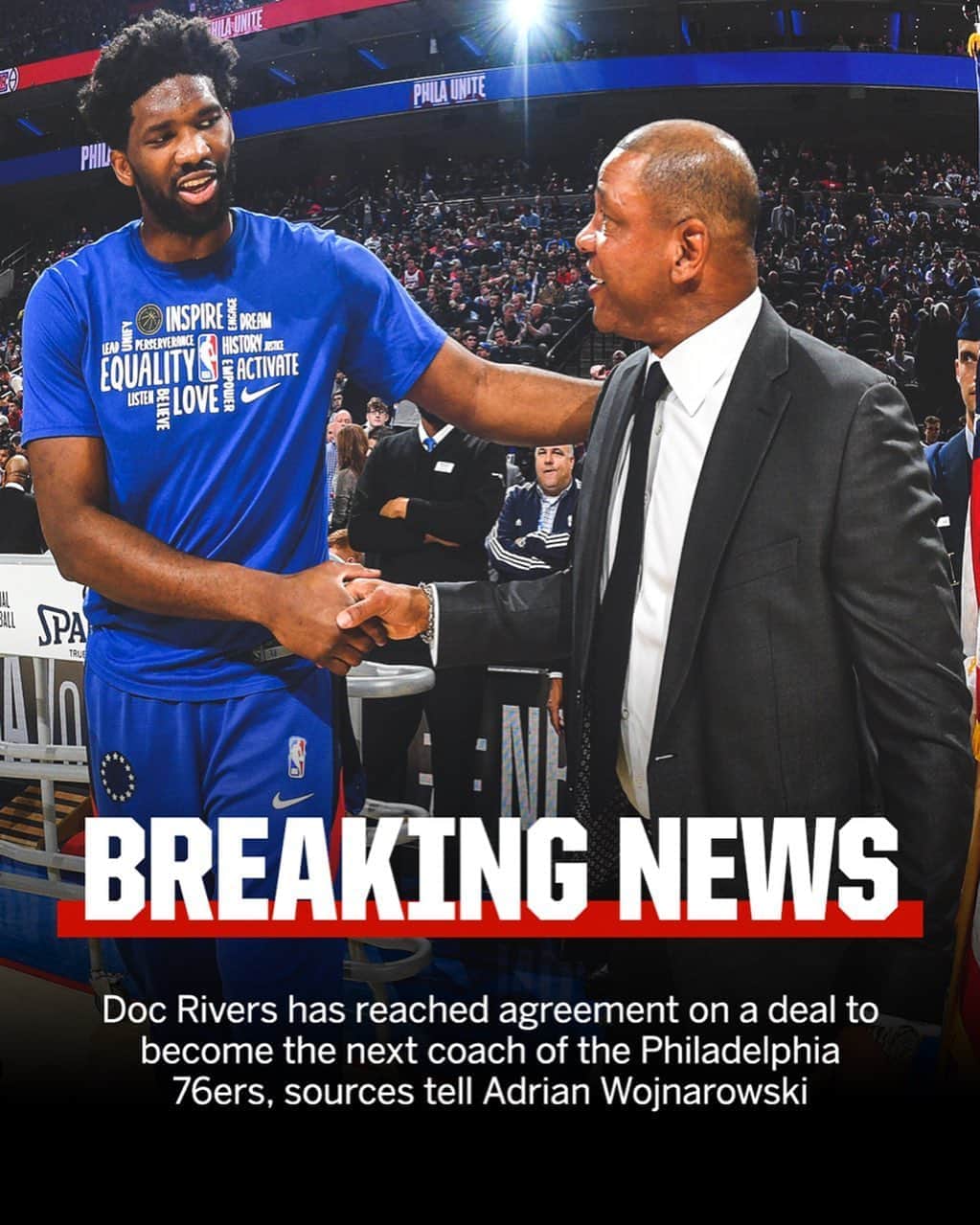 スポーツセンターさんのインスタグラム写真 - (スポーツセンターInstagram)「Doc Rivers has reached an agreement to become the next coach of the Philadelphia 76ers, sources tell @wojespn.」10月2日 6時48分 - sportscenter