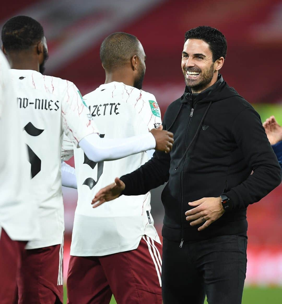 アーセナルFCさんのインスタグラム写真 - (アーセナルFCInstagram)「That winning smile 😁⁠ ⁠ #Arsenal #Arteta #CarabaoCup」10月2日 7時50分 - arsenal