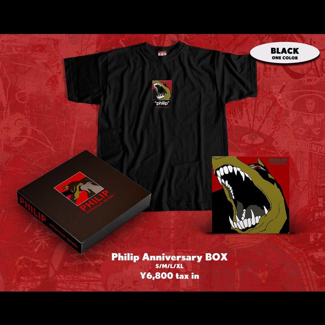 millennium paradeさんのインスタグラム写真 - (millennium paradeInstagram)「We made a special  "Philip Anniversary Box" set to celebrate "philip"'s birthday🐾  Pre-order starts at 8PM(JST) exclusively on millennium parade's official store.  "Philip"リリースを記念して 生産限定でPhilip BOXなるものをお作りしました🐕 本日8:00PM(JST)  official Storeにて販売開始🐾  【内容】 Philip TEE Philip BOX Philip 7inch Lyric Card  Official Store［Link in bio］ https://www.official-store.jp/millparadegoods/  “Philip”DL & LISTEN［Link in bio］ https://millenniumparade.lnk.to/Philip  “Philip”Music Video［Link in bio］ https://mllnnmparade.lnk.to/PhilipVideo」10月2日 10時00分 - mllnnmprd