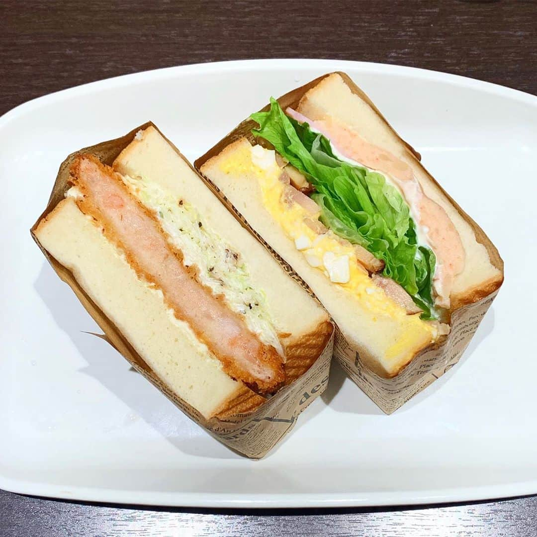 田中セシルさんのインスタグラム写真 - (田中セシルInstagram)「* 美しい断面図🥪 ・海老カツサンド ・明太ポテト&てりたまサンド  ピクニックしたいな〜🚲💕  #sandwich #sandwiches #sándwich  #サンドイッチ #サンドイッチの断面  #浅草 #asakusa #パン屋 #パン屋巡り」10月2日 10時12分 - ceciltanaka