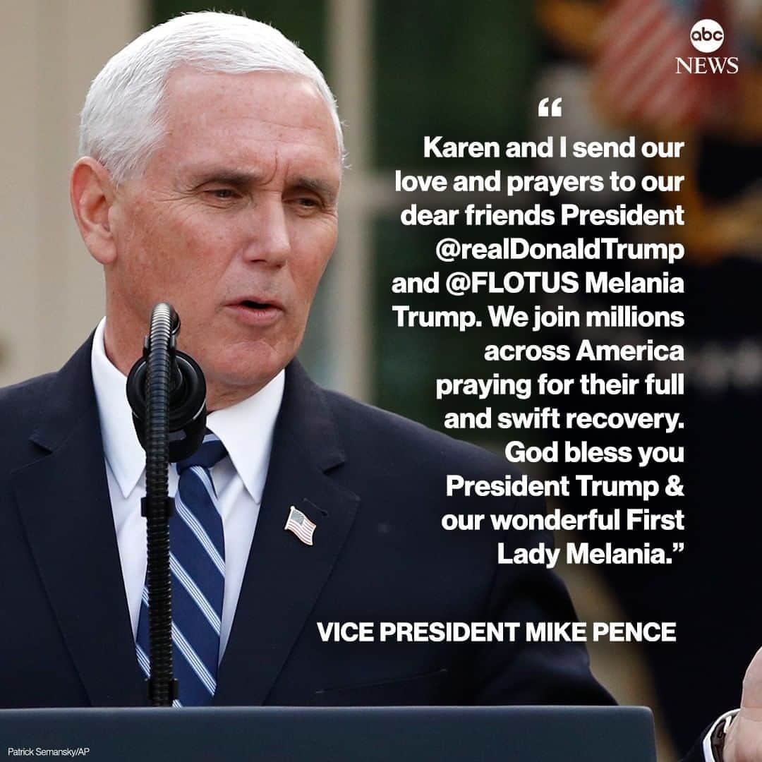 ABC Newsさんのインスタグラム写真 - (ABC NewsInstagram)「Vice Pres. Mike Pence: "Karen and I send our love and prayers to our dear friends President Donald Trump and first lady Melania Trump. We join millions across America praying for their full and swift recovery." #potus #donaldtrump #melaniatrump #coronavirus #mikepence」10月2日 15時23分 - abcnews