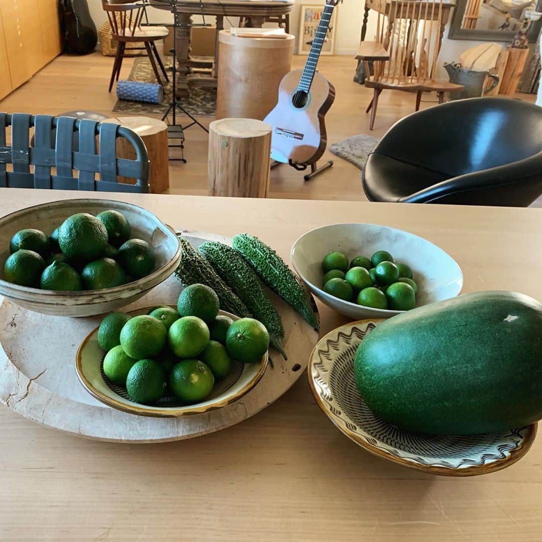 石田ゆり子さんのインスタグラム写真 - (石田ゆり子Instagram)「緑のお野菜をたくさん、いただいた。 スダチ、レモン、冬瓜、ゴーヤ すべて放任栽培です！と 書かれた素敵なお手紙つき☺️ ありがとうございます。 野菜って綺麗だなぁ、 自然の色って綺麗だなぁと しみじみ思う。 昨日の満月も🌕ほんとうに美しかったなぁ。」10月2日 16時07分 - yuriyuri1003