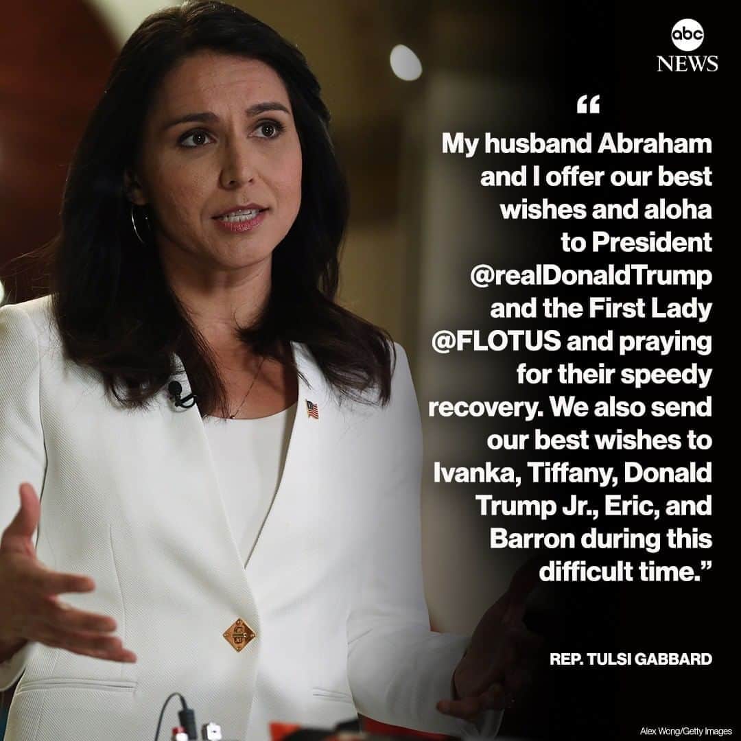 ABC Newsさんのインスタグラム写真 - (ABC NewsInstagram)「Rep. Tulsi Gabbard: "My husband Abraham and I offer our best wishes and aloha to President Donald Trump and the First Lady and praying for their speedy recovery." #potus #donaldtrump #melaniatrump #coronavirus #tulsigabbard」10月2日 16時27分 - abcnews