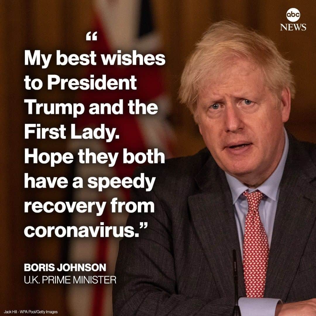ABC Newsさんのインスタグラム写真 - (ABC NewsInstagram)「U.K. Prime Minister Boris Johnson: "My best wishes to President Trump and the First Lady. Hope they both have a speedy recovery from coronavirus." #potus #flotus #donaldtrump #melaniatrump #borisjohnson #coronavirus」10月2日 17時07分 - abcnews