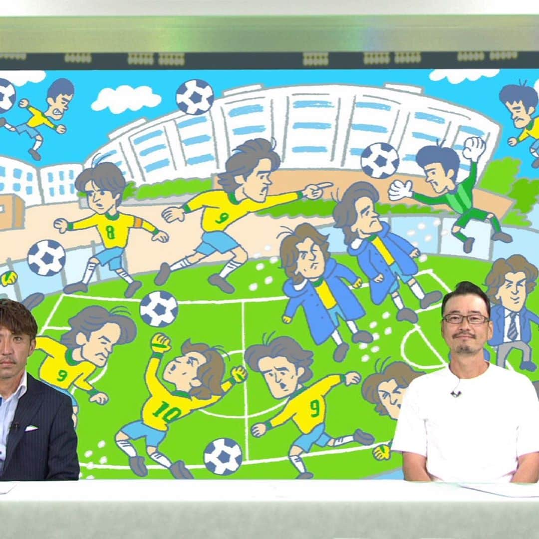 木島良輔のインスタグラム：「FOOT ! Fridayに高校の時の2トップで出演させてもらいました❗️高校の時の話しで盛り上がっちゃいました^_^  今日の夜10時放送なんでよかったら見て下さい。  帝京生必見！！笑笑　帝京生は拡散して笑って🤣  #FOOT! Friday #高校サッカー #帝京高校 #金杉伸二 #レジスタ」