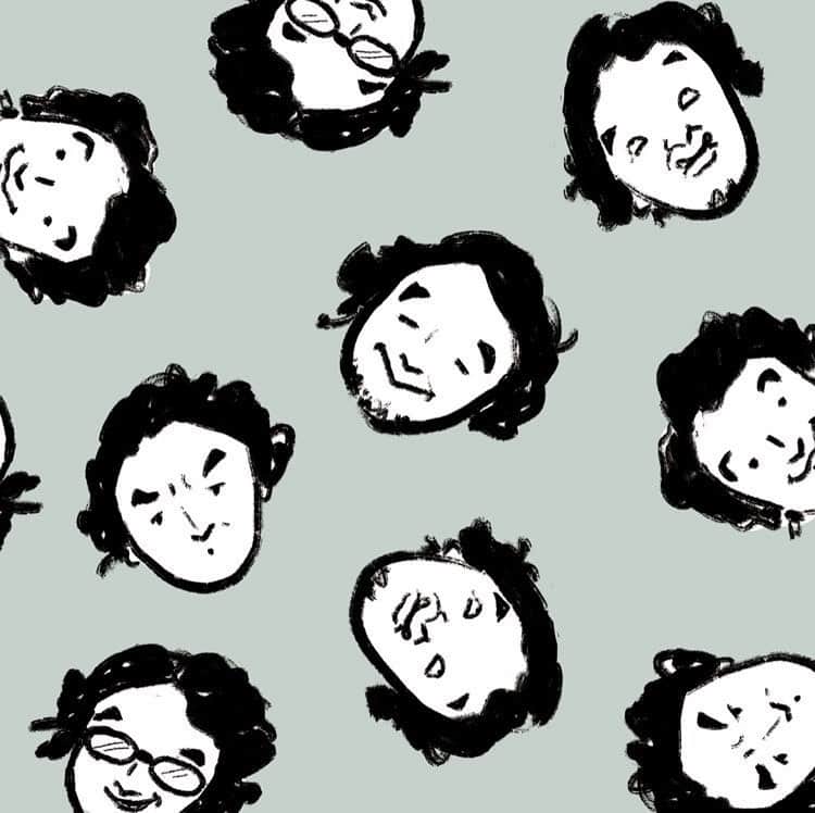 池田鉄洋のインスタグラム：「イラストレーターのRicco.さんが「描きたい顔いっぱいで描いちゃった」って貰った似顔絵たち。ソーキュート！　°˖✧◝(⁰▿⁰)◜✧˖° Ricco.さんありがとう！」