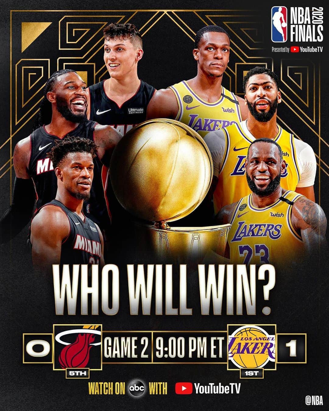 NBAさんのインスタグラム写真 - (NBAInstagram)「🍿 It’s GAME DAY! 🍿  The @miamiheat look to even the series 1-1.. while the @lakers look to go up 2-0..  Who Ya Got in Game 2 of the #NBAFinals presented by YouTube TV on ABC??」10月2日 20時58分 - nba