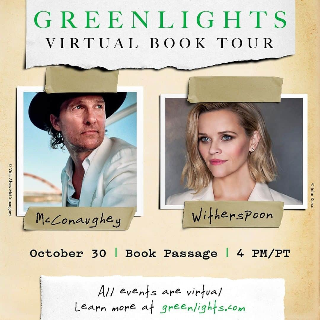 マシュー・マコノヒーさんのインスタグラム写真 - (マシュー・マコノヒーInstagram)「@reesewitherspoon  #greenlightsbook info at greenlights.com   …and the tour continues with more special guests to come..」10月2日 23時59分 - officiallymcconaughey