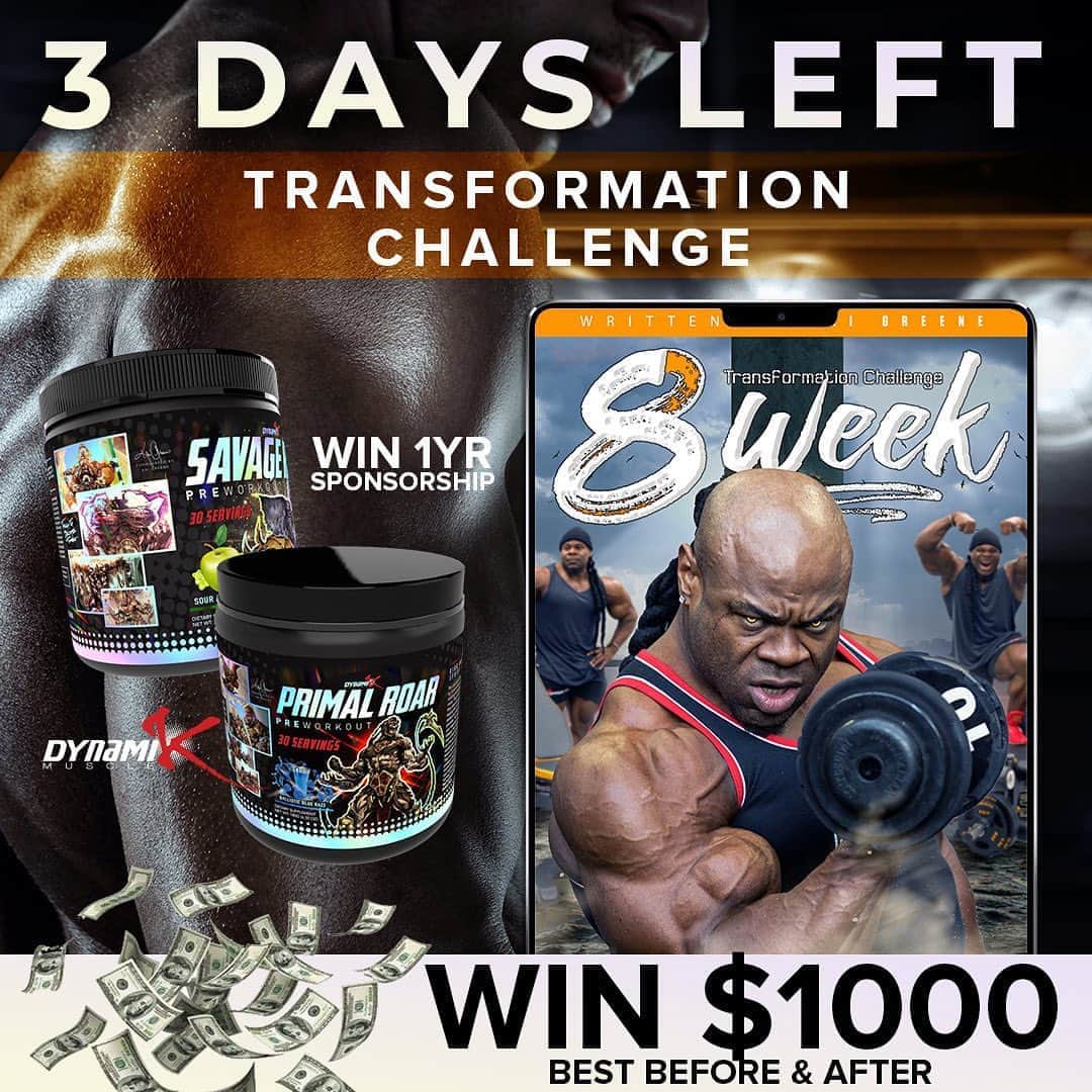カイ・グリーンのインスタグラム：「🔥FINAL 3 DAYS TO JOIN My 8 Week Challenge Is Closing In Fast!! Have You Entered Yet?! The Best Transformation WILL WIN $1,000 and a One Year @dynamikmuscle sponsorship  A FULL 8 WEEK PROGRAM - Giving you all the tools (Diet/Training) you need to make BIG CHANGES in your physique!  🔥HERE’S WHAT YOU GET 💪🏾 8 Weeks Of Intense Workouts 🍏 8 Week Nutrition / Meal Plan 🗯 Daily Text From Me 👥 Private Facebook Group 🎆 For Male & Female 🌏 Yes! Worldwide Entry」