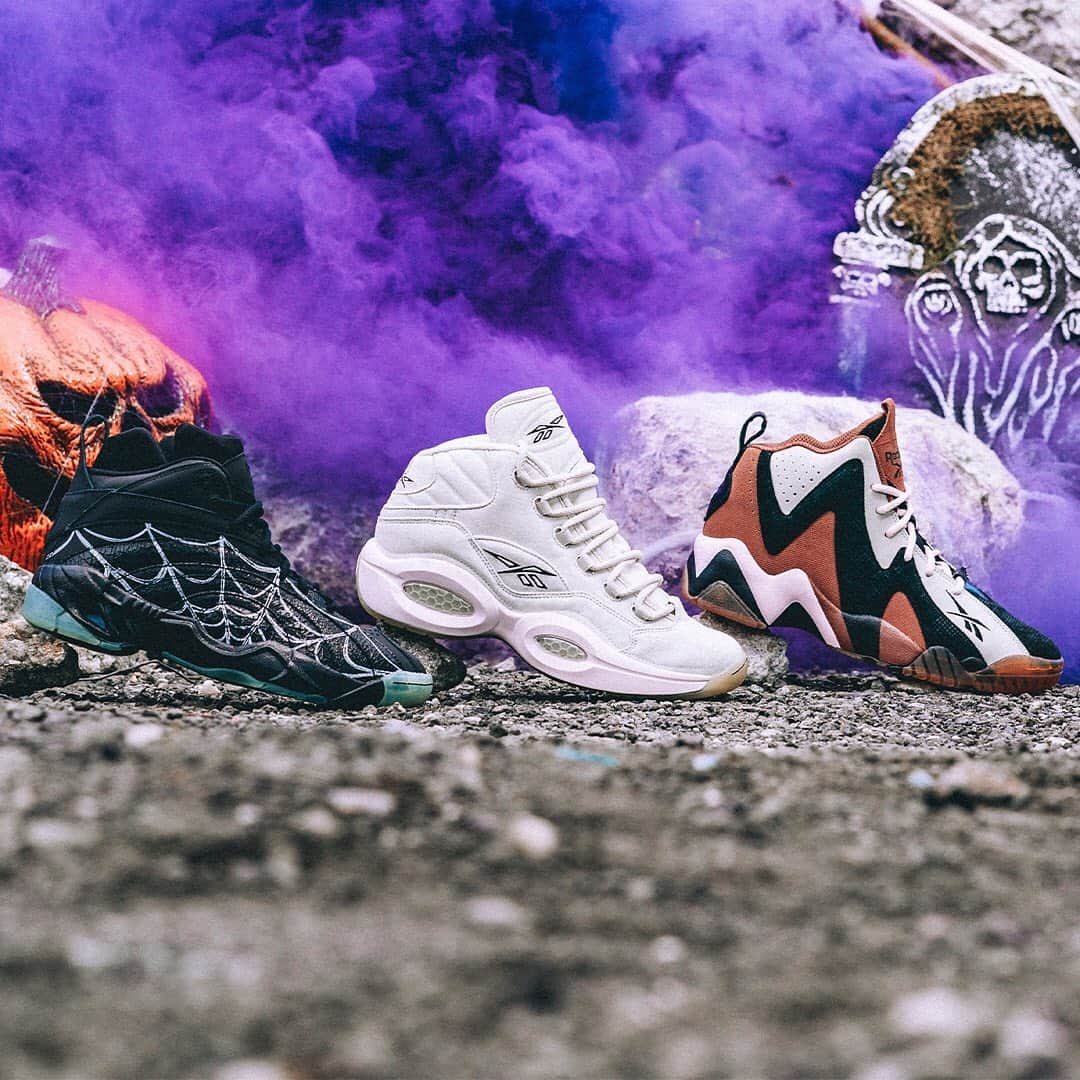 HYPEBEASTさんのインスタグラム写真 - (HYPEBEASTInstagram)「@hypebeastkicks: @reebok is Halloween-ready with the "Boktober" Heritage Basketball Pack. The collection features three iconic basketball silhouettes sporting a series of Halloween-inspired graphics and prints across the upper. For the Question Mid “Ankle Reaper,” Reebok has dressed the sneaker in a clean “Alabaster” colorway featuring an upper that can be cutaway, revealing a spooky-inspired print hiding beneath. The Shaqnosis features a spiderweb overlay across the sneaker and a glow-in-the-dark outsole, while the Kamikaze II has been given a “Jack-O-Kaze” update with an orange and black “Drip or Treat” colorway. Check the link in bio for release info.⁠⠀ Photo: Reebok」10月3日 1時16分 - hypebeast