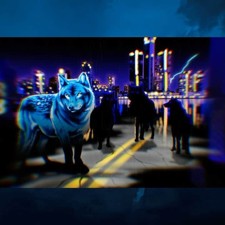 のインスタグラム：「Wolves ft. @PostMalone (visualizer) I was raised by 🐺🐺🐺 #Detroit2」