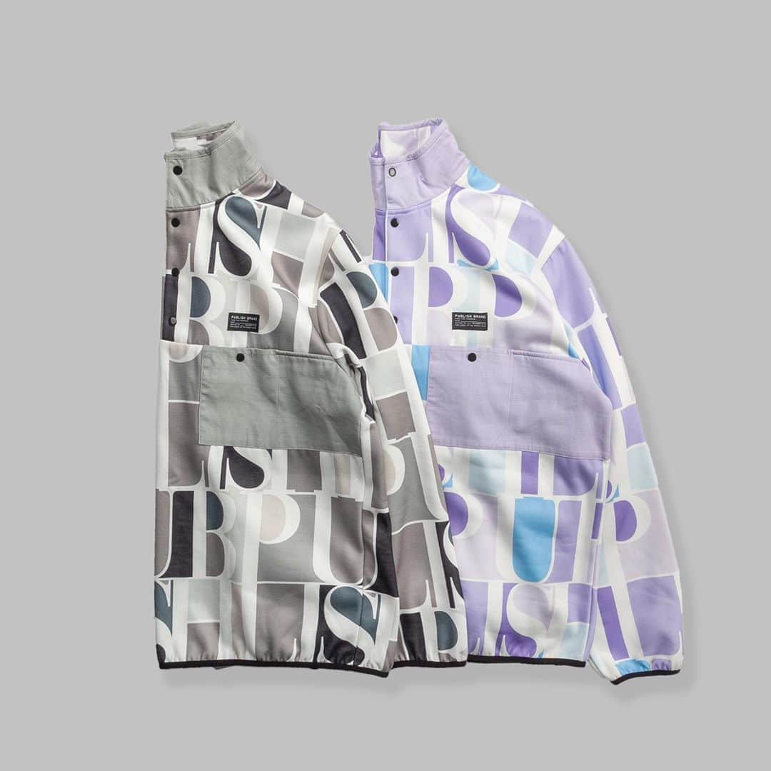 パブリッシュブランドのインスタグラム：「Masen - 320g polar fleece pullover, woven contrast on the elbow and chest, all overprint “Publish.”  . . . . #publishbrand #todayfortomorrow #goodvibrations」