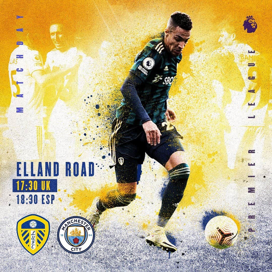 ロドリゴ・モレノ・マチャドのインスタグラム：「Hungry for another 3 points. Big game tomorrow vs @mancity. Let’s go Leeds!!! ⚪️🔵🟡」