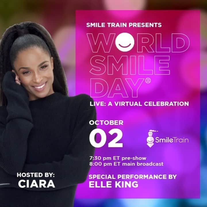 のインスタグラム：「It’s #WorldSmileDay & I’m so excited to host @SmileTrain’s World Smile Day Virtual Celebration today!   Every day, 540 babies around the world are born with a cleft, a serious health condition with potentially life-threatening complications such as difficulty eating, breathing, hearing, and speaking. Join me on the mission to make child’s smile even brighter! 🥰  (Link in stories!)」