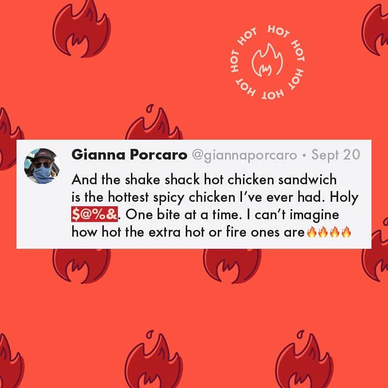 SHAKE SHACKさんのインスタグラム写真 - (SHAKE SHACKInstagram)「Swipe for 3 REAL reactions to our 3 Hot Chick'n heat levels 😅  ⚠️: Our Hot Menu may trigger spicy language.  #shakeshack」10月3日 4時05分 - shakeshack