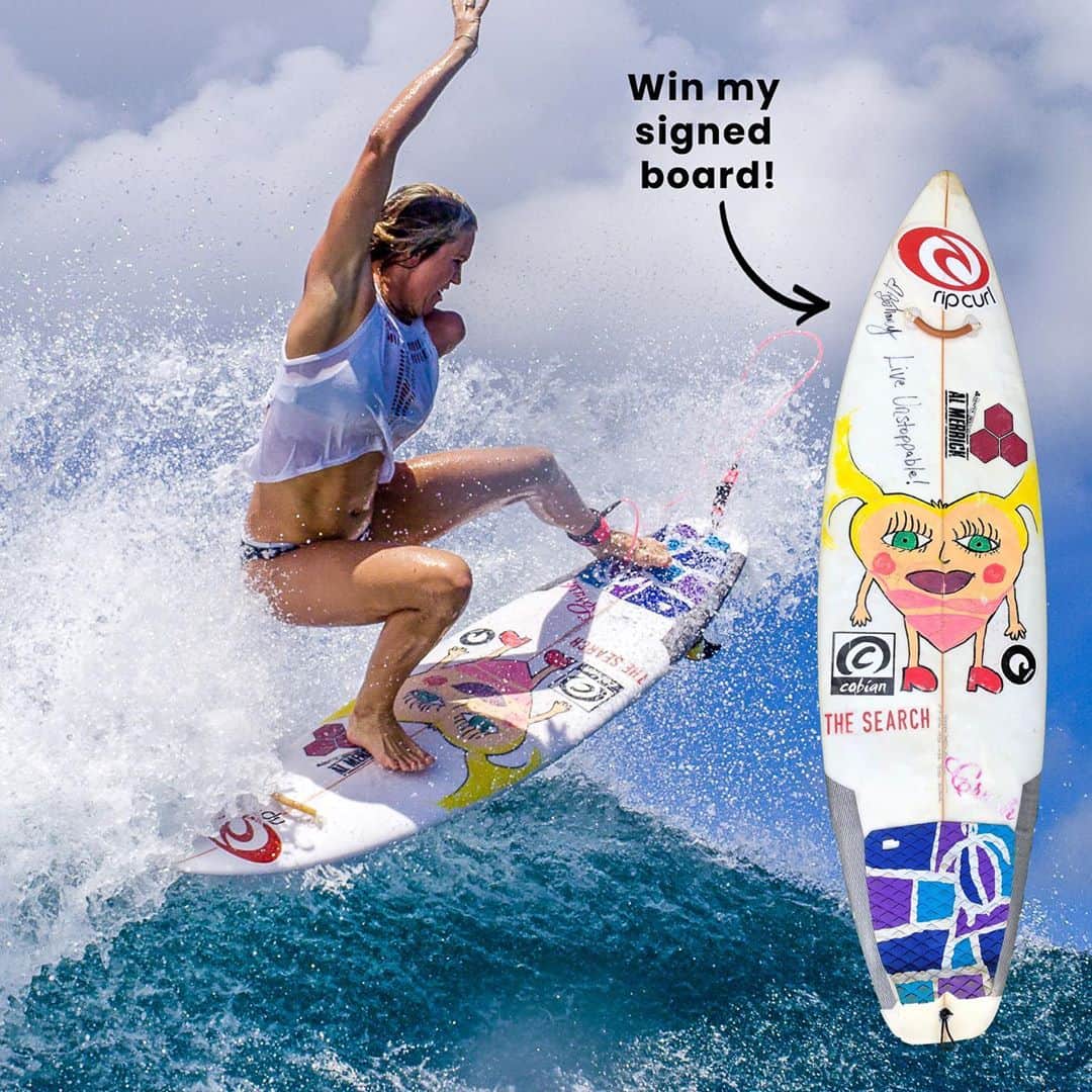 Bethany Hamiltonのインスタグラム：「Win one of my personal surfboards!!!! 🏄🏼‍♀️ • In celebration of the 1 year anniversary of @unstoppablethefilm’s digital & DVD release this month, I am partnering with @nowfoodsofficial, @cobianfootwear, and @stickybumpswax to give away four EPIC PRIZE PACKAGES! Four people will win:  -one of my surfboards used in the making of @unstoppablethefilm & signed by me -a membership to my online course, Overcoming Obstacles -a DVD of @unstoppablethefilm -a $200 giftcard to @nowfoodsofficial -a pair of @cobianfootwear sandals -a @stickybumpswax prize pack  You have until 11:59pm PDT on Friday, October 9 to enter. US entries only. Click the link in my bio to enter! Tag a friend who needs this!!!」