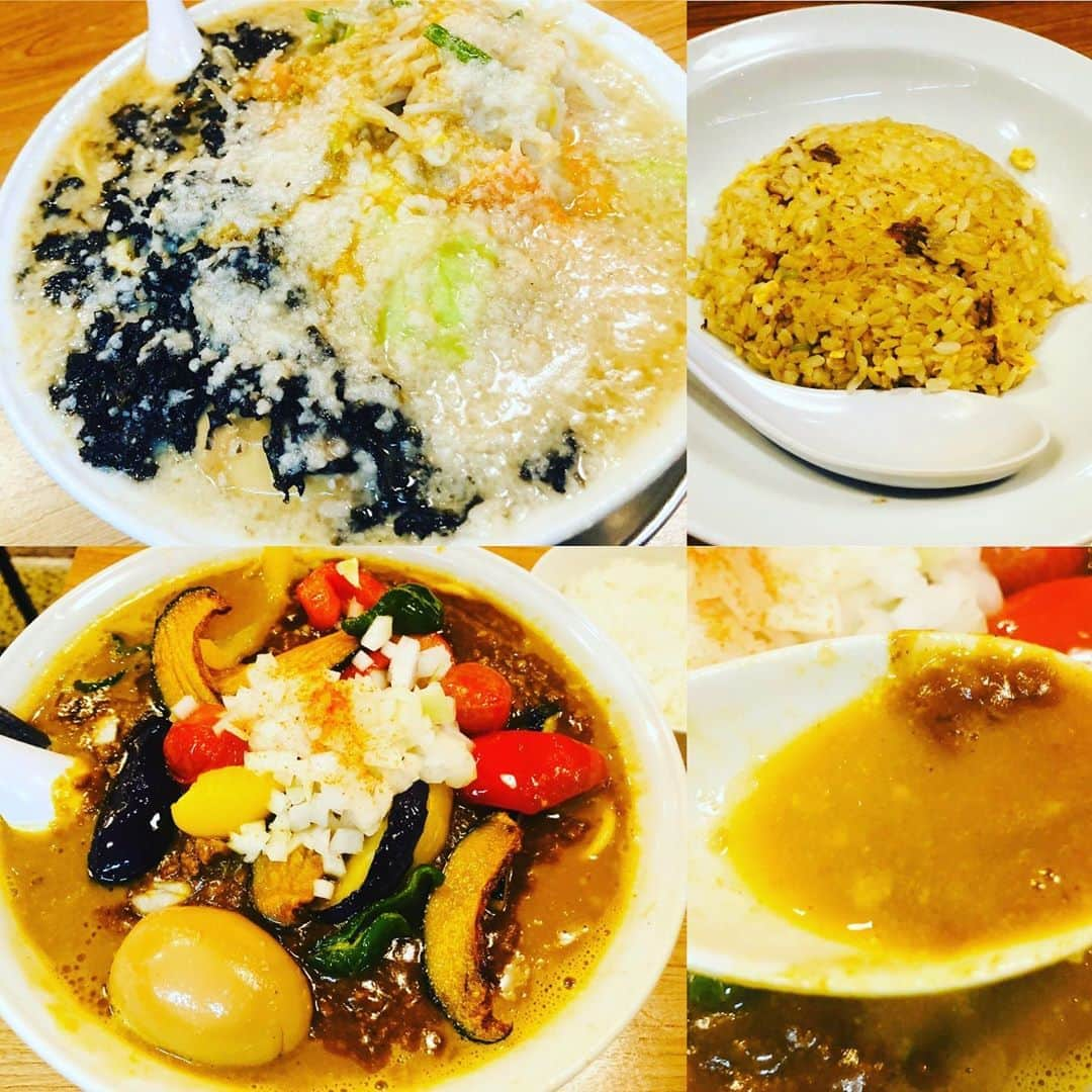 おごせ綾さんのインスタグラム写真 - (おごせ綾Instagram)「新潟市東区の燕三条系背脂ラーメンの人気店滋魂さん✨  背脂のラーメンが、美味しいのはもちろんそれ以外も美味しいラーメンが色々あるので何度も行ってしまいます*\(^o^)/*  今回は期間限定ギリギリでカレーラーメンも頼んでみました✨🍛🍜 彩り豊な素揚げ野菜たっぷりスパイシーなカレースープが美味しかったです✨  岩のり中華鬼脂野菜tp特盛り❤️ メニューには無いのですがお店の方が特盛りも出来ると教えて下さりさっそくお願いしました✨  煮干しのキリッと効いた極上のスープを、上質のきめ細かい背脂がマイルドにまとめてくれて本当に美味しい✨  お店の方もラーメンも最高な新潟のオススメ過ぎるラーメン屋さんです❤️  ごちそうさまでした＾＾  滋魂さん 新潟県新潟市東区松崎1-1-28 ＴＥＬ	025-272-9260 定休日	水曜日 11:00～15:00　17:00～21:00  #滋魂#じこん#燕三条系背脂ラーメン#背脂ちゃっちゃ#背脂#せあぶら#こってり#こってりラーメン#濃厚#特盛り#潤ism#半チャーハン#炒飯#ちゃーはん#ラーパス#コマチ#komachi #ラーメンスタンプラリー#ラーメン#らーめん#Rahmen#🍜#新潟#にいがた#新潟ラーメン#にいがたラーメン#らーめん女子#らーめん好きな人と繋がりたい#gourmet #おすすめ」10月3日 9時19分 - ogose0123