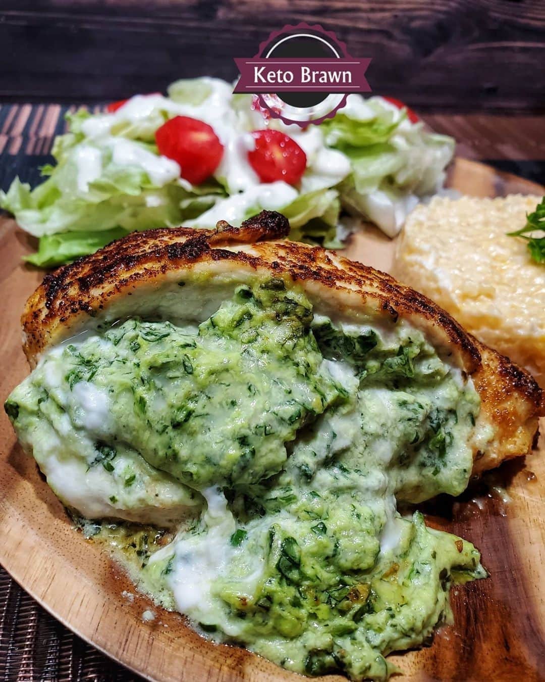 Flavorgod Seasoningsさんのインスタグラム写真 - (Flavorgod SeasoningsInstagram)「Stuffed Chicken Breasts w/Cheesy Cauli Rice by @ketobrawn This looks amazing!! They used Flavor God Lemon Garlic seasoning.⁠ -⁠ KETO friendly flavors available here ⬇️⁠ Click link in the bio -> @flavorgod⁠ www.flavorgod.com⁠ -⁠ A creamy rich filling that goes awesome with boneless yard bird bazoombas 😋😂😋🤣😋🤪🤪⠀⁠ ⠀⁠ The filling⠀⁠ 4oz cream chesse softened⠀⁠ 1 cup minced spinach⠀⁠ 1/2 cup shredded mozzarella ⠀⁠ 1/2 tbsp @flavorgod Lemon Garlic seasoning ⠀⁠ ⠀⁠ The cauli rice⠀⁠ 1 bag steamable cauli rice⠀⁠ 2oz cream cheese⠀⁠ 1/2 cup shredded colby jack ⠀⁠ Salt pepper to taste, we use @flavorgod Pink salt and Peppercorn⠀⁠ ⠀⁠ Heat up that cast iron and preheat oven to 400°⠀⁠ ⠀⁠ 3 boneless chicken breasts rubbed liberally with @flavorgod Everything seasoning ⠀⁠ ⠀⁠ 1) Cut the chicken horizontal to create a pocket, stuff each breast with the filling.⠀⁠ 2) Add a little olive oil to your cast iron on med high heat, Put in the chicken top side down for just a few minutes, flip and sear for another few minutes. ⠀⁠ 3) Transfer the skillet to the oven for 20 minutes .⠀⁠ 4) While that is finishing, nuke the cauli rice for 7.5 minutes, Add the cream cheese and 1/4 cup colby jack to a covered Tupperware. ⠀⁠ 5) When the cauli rice is done, dump it into the tupperware, add the other 1/4 cup cheese on top and cover. Give it a mix before serving. ⠀⁠ When chicken is done let eest for 10 minutes and enjoy. We also added a salad. ⁠ -⁠ Flavor God Seasonings are:⁠ 💥ZERO CALORIES PER SERVING⁠ 🔥0 SUGAR PER SERVING ⁠ 💥GLUTEN FREE⁠ 🔥KETO FRIENDLY⁠ 💥PALEO FRIENDLY⁠ -⁠ #food #foodie #flavorgod #seasonings #glutenfree #mealprep #seasonings #breakfast #lunch #dinner #yummy #delicious #foodporn」10月3日 10時01分 - flavorgod