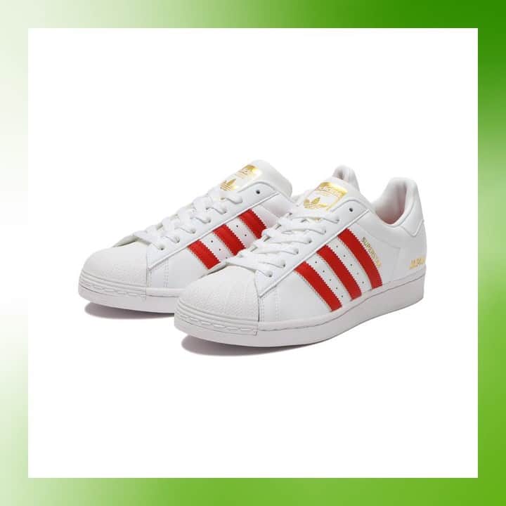 のインスタグラム：「. <NEW IN>  ADIDAS  FZ0017 SUPERSTAR “HINOMARU” ￥8,990+tax  #abcmart #abcマート #abcgs #adidas #アディダス #adidasoriginals #adidassuperstar #スーパースター #japan #日本 #日の丸 #hinomaru #exclusive」