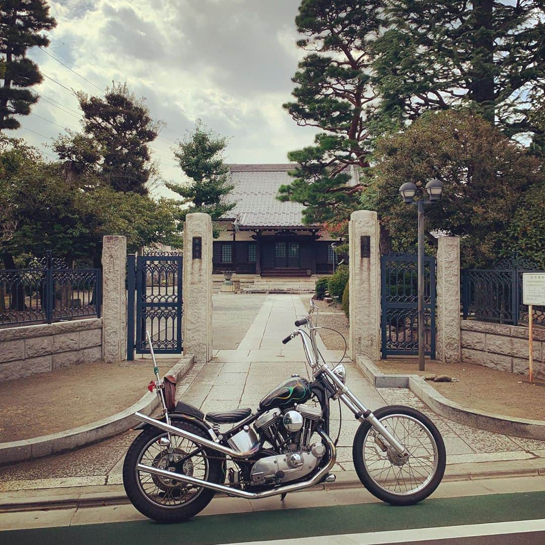 Curly Giraffeさんのインスタグラム写真 - (Curly GiraffeInstagram)「Temple and motorcycle.  #明日からリハが始まるので今日は乗ると決めていた #harleydavidson #chopper  #chopperlife #sportsterchopper #sportstercustom #evochopper #xl1200s #irongiraffe」10月3日 13時08分 - curly_giraffe