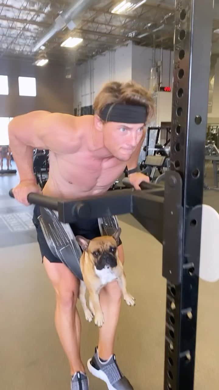 スティーブ・クックのインスタグラム：「Today’s workout is a 23lb bulldog burnout! @hobbescook is the best」