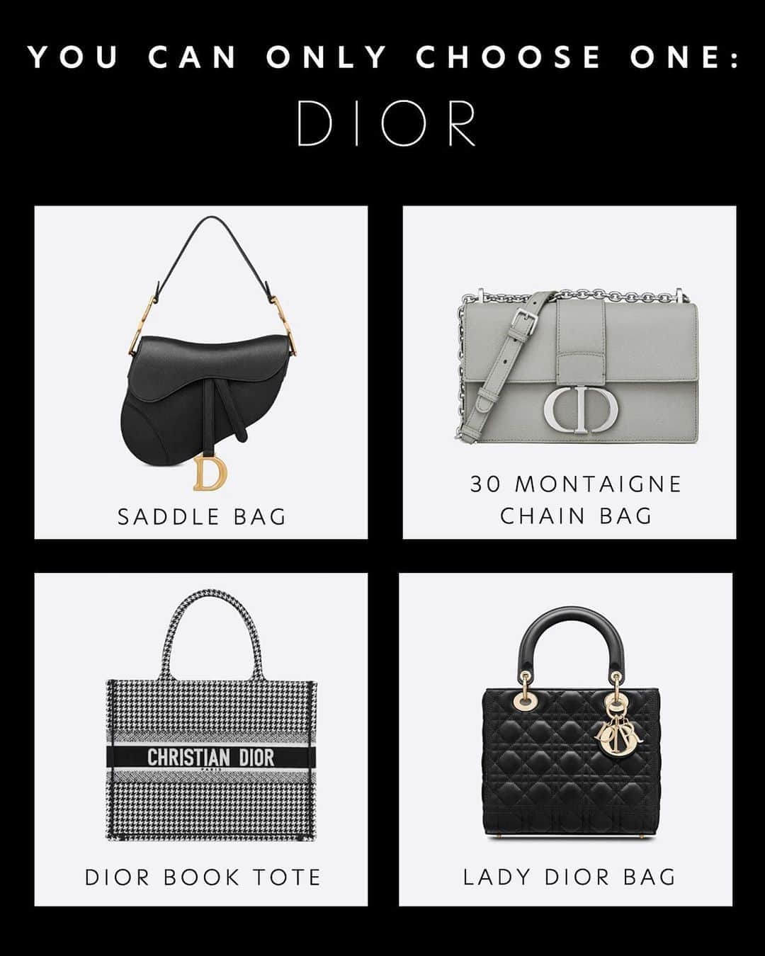 GILTのインスタグラム：「You know what to do. Which #Dior bag would you chooose?」