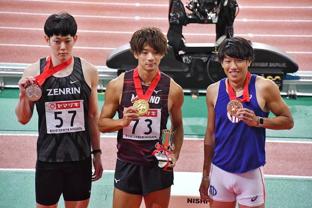 高山峻野のインスタグラム：「日本選手権 -0.1m13秒47 2位  金井強かった！ 次のレースも頑張ります！  応援ありがとうございました^ ^  #110mh」