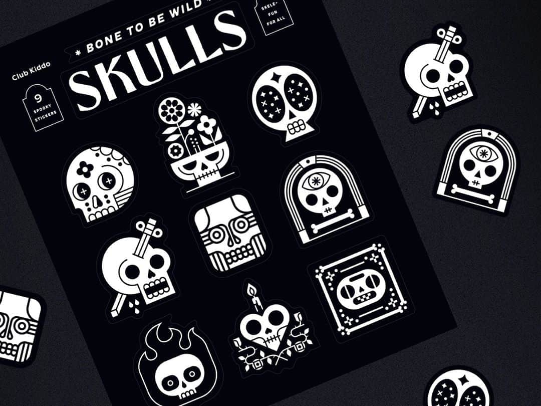 Dribbbleさんのインスタグラム写真 - (DribbbleInstagram)「Skulls Sticker Sheet - Club Kiddo by Eight Hour Day ⠀ ⠀ #dribbble #design #illustration #halloween #skulls #dribbblers」10月4日 20時35分 - dribbble