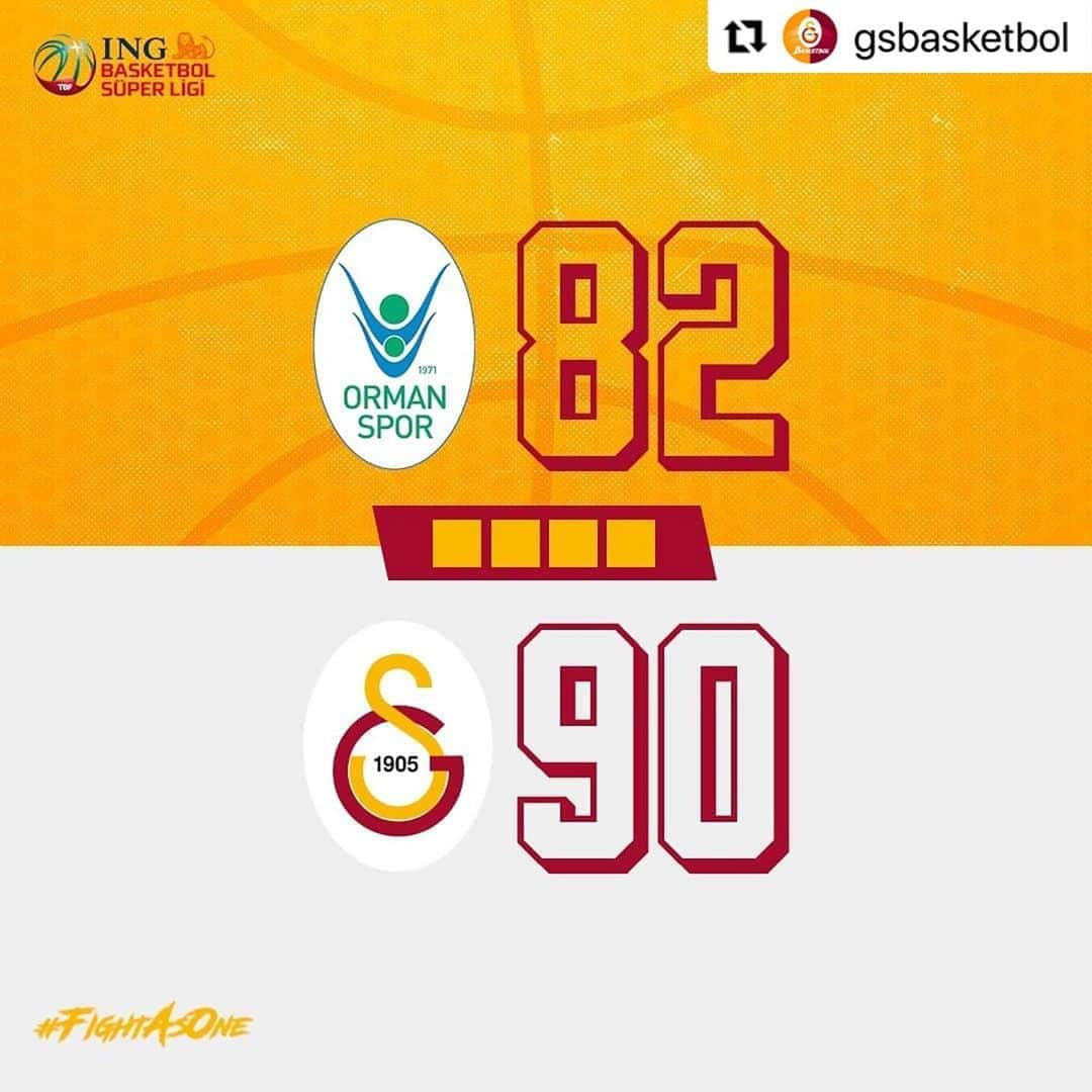 ガラタサライSKさんのインスタグラム写真 - (ガラタサライSKInstagram)「Ankara deplasmanından galibiyetle dönüyoruz!  ING Basketbol Süper Ligi 2. Hafta   Maç sonucu  OGM Ormanspor 82 - 90 Galatasaray  Tebrikler #YenilmezArmada!  #FightAsOne 🟡🔴」10月4日 20時51分 - galatasaray