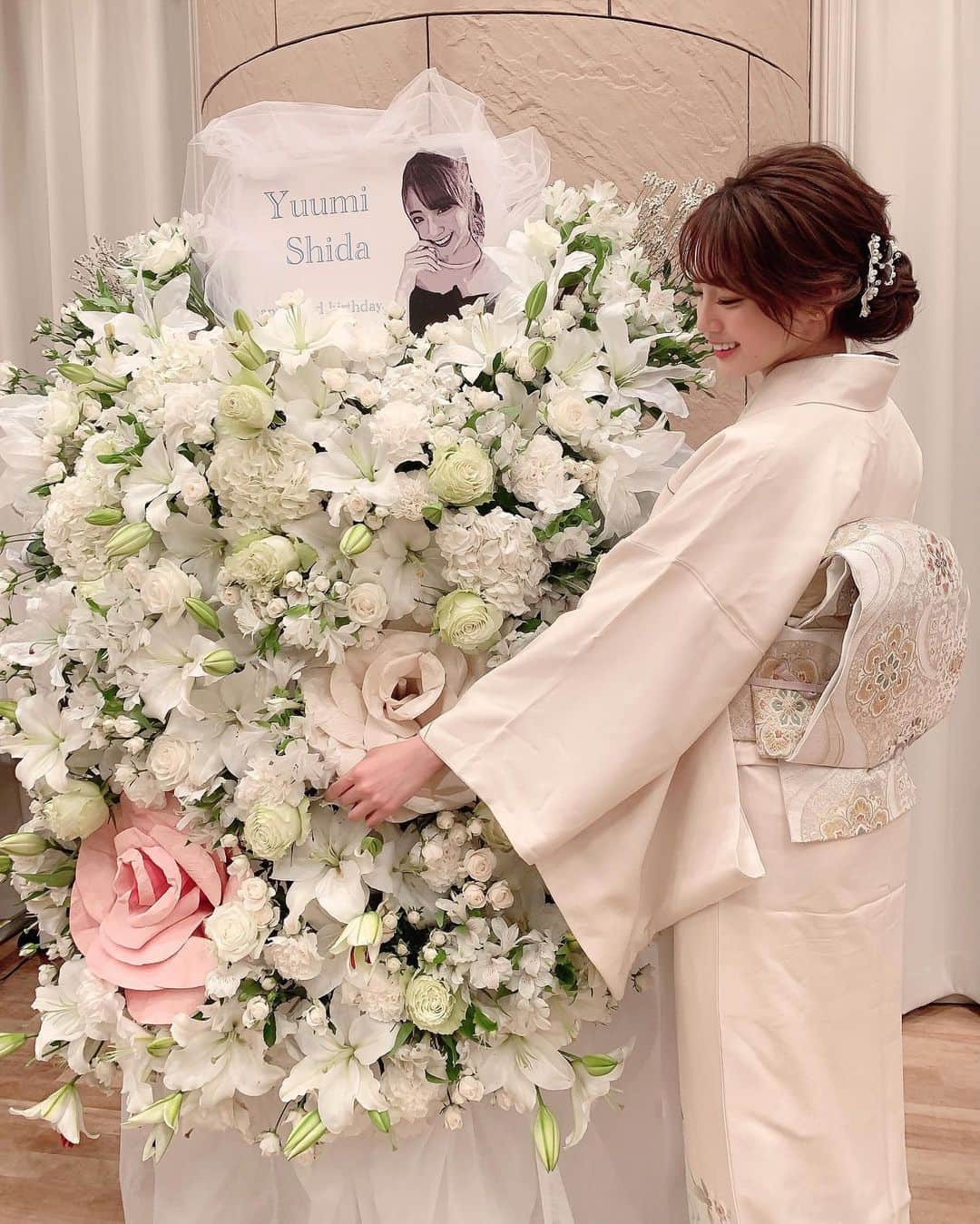 志田友美（ゆうみん）のインスタグラム：「延期してたバースデーイベント🤍 着物で😳✌️やっとできたーー ずっと応援してくれるみんなが大好きで大切です❤️」
