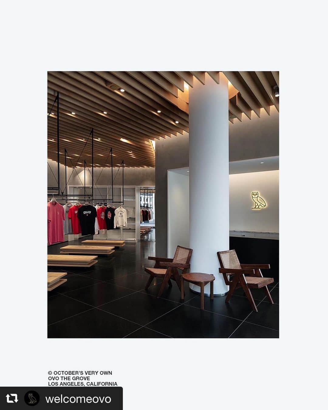 片山正通さんのインスタグラム写真 - (片山正通Instagram)「ミュージシャンのAubrey “Drake” Grahamと、Oliver El-Khatib、Noah James Shebibの３人がカナダで立ち上げたグローバルライフスタイルブランド October’s Very Own（オクトーバーズベリーオウン）の、２０１９年アジア初出店となる青山のフラッグシップショップのデザインに続き、LAのTHE GLOVEにオープンした新店のデザインをさせて頂きました。OVOチームの皆さん、おめでとうございます！  Following the design for the first flagship store in Tokyo for October’s Very Own, a global lifestyle brand that was established in Canada by Aubrey “Drake” Graham, Oliver El-Khatib, and Noah “40” Shebib、WONDERWALL designed its new store at THE GLOVE in LA. Congratulations to the OVO team!  #ovo #octobersveryown #losangeles #theglove   #repost @welcomeovo via @PhotoAroundApp  OVO THE GROVE  Grand Opening 10.03.2020  189 The Grove Drive  Los Angeles, California  SUN-THU/ 10:00AM - 8:00PM FRI-SAT/ 10:00AM - 9:00PM  Designed in collaboration with Masamichi Katayama, Principal / Founder of Wonderwall®」10月4日 13時48分 - masamichi_katayama