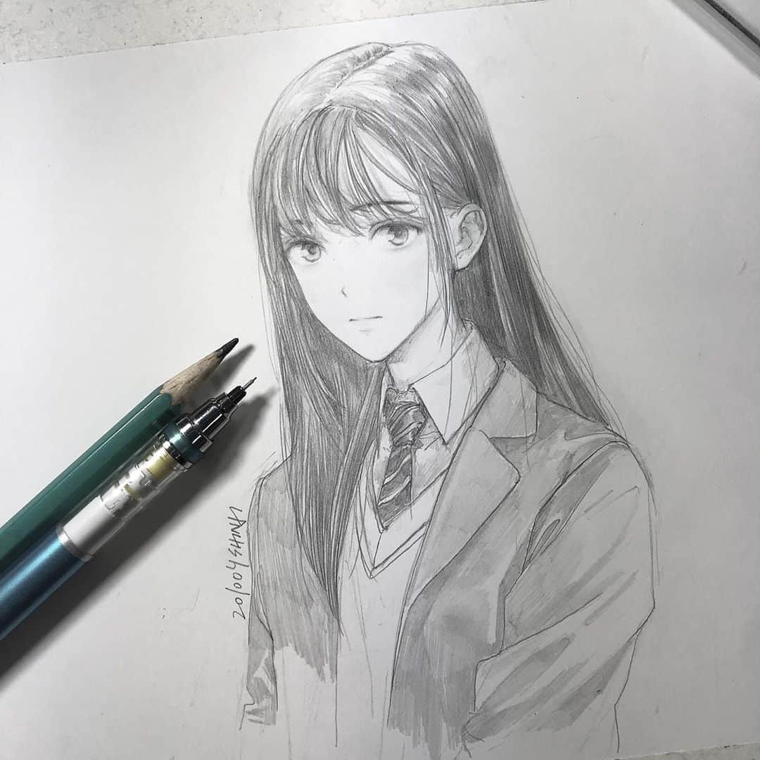 のインスタグラム：「Is she smiling or not? 😶﻿ ﻿ 📸 201004 ﻿ #オリキャラ #オリジナルイラスト #イラスト #일러스트 #그림 #illustragram #illustrationart #art #mangaart」