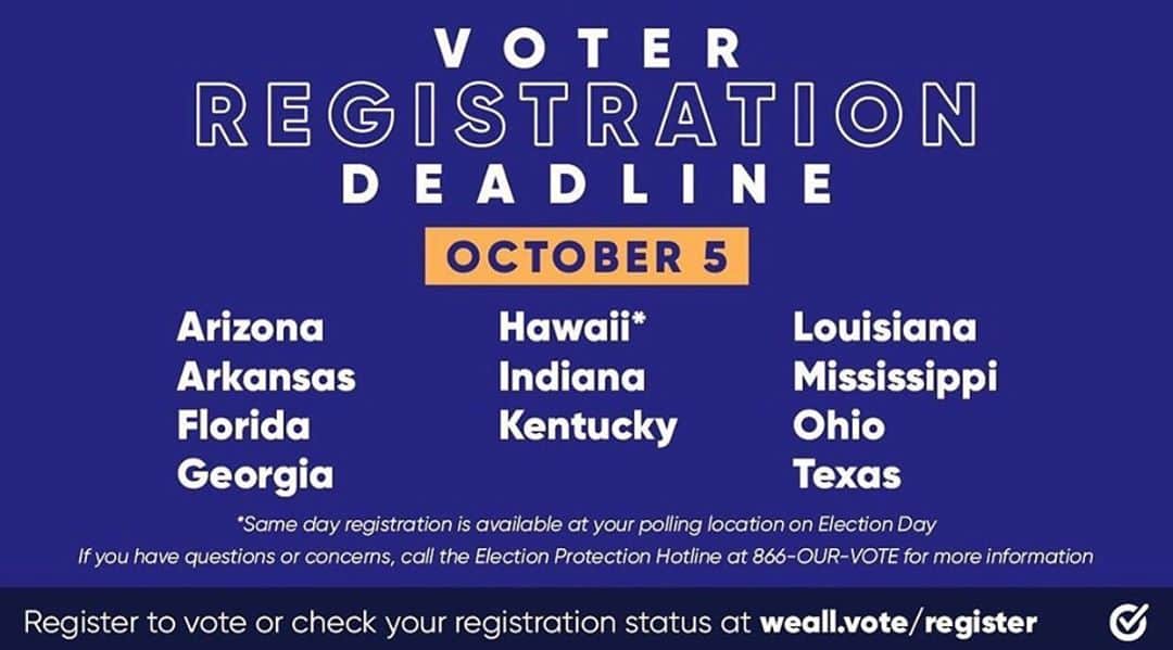 ケイコ・アジェナさんのインスタグラム写真 - (ケイコ・アジェナInstagram)「The deadline to register is OCT 5th for these states! DOUBLE CHECK that you are still registered at Iwillvote.com 💕」10月4日 17時58分 - keikoagena