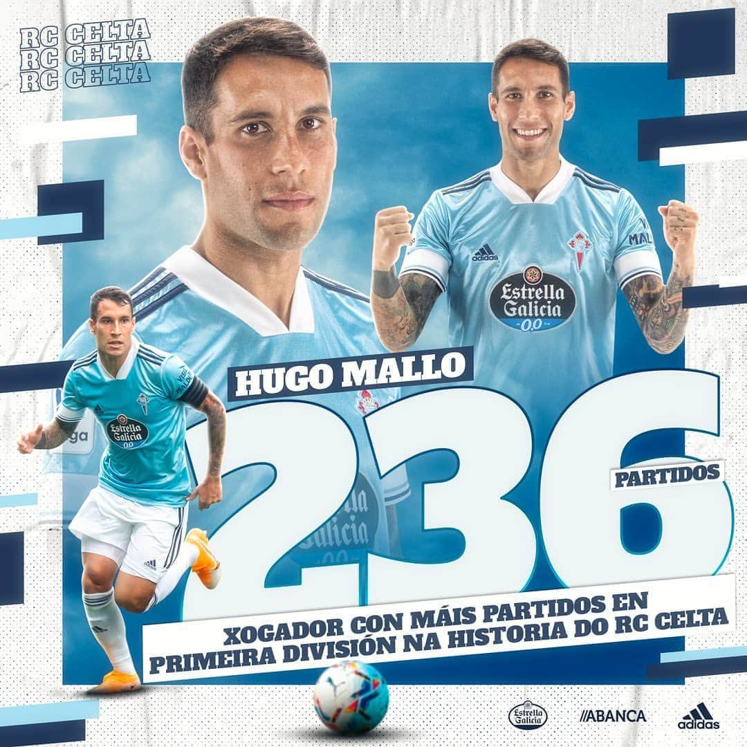 セルタ・デ・ビーゴさんのインスタグラム写真 - (セルタ・デ・ビーゴInstagram)「O NOSO CAPITÁN 💙 Hugo Mallo será o xogador con máis partidos en Primeira División na historia do #Celta con 2⃣3⃣6⃣ encontros. Parabéns, capi!」10月4日 18時22分 - rccelta