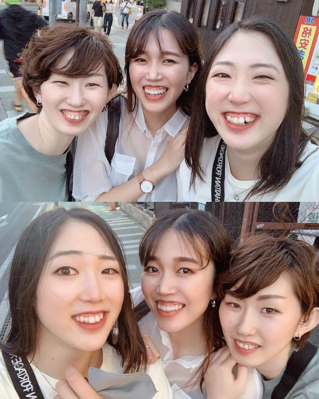 野村明日香のインスタグラム：「﻿ ﻿ これからも2人と変なノリで﻿ 通じ合えますよーに🤜🏻🤛🏻﻿ ﻿ ﻿ ﻿ #とうとうのぞみにも﻿ #歯茎って言われる日が﻿ #きたようです﻿ #いつのまに姿現したん﻿」