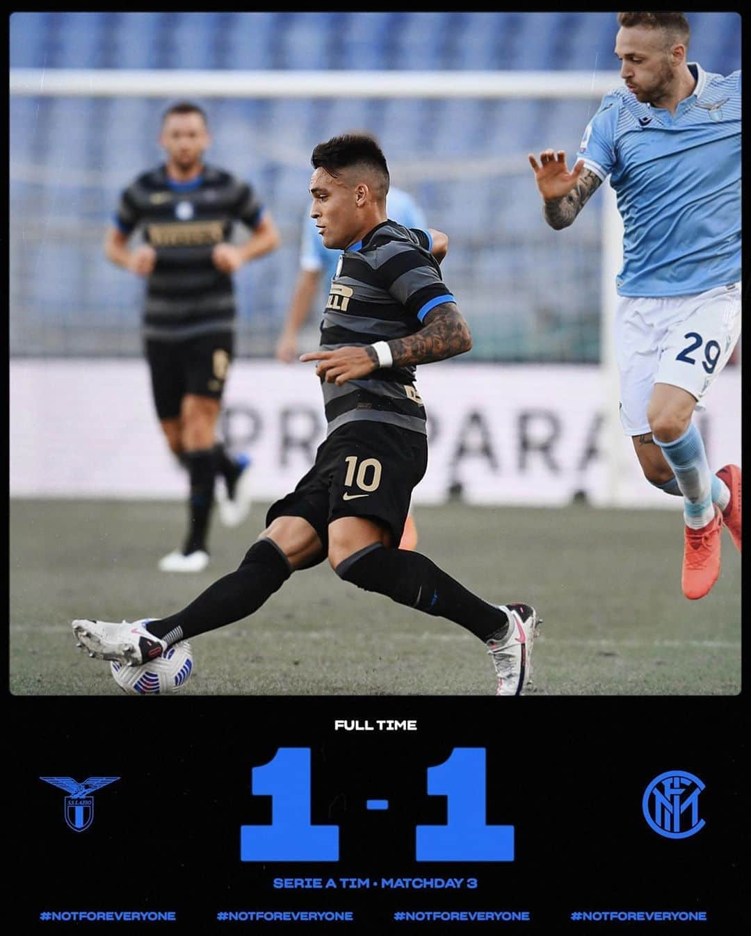 インテルナツィオナーレ・ミラノさんのインスタグラム写真 - (インテルナツィオナーレ・ミラノInstagram)「FULL TIME #LazioInter 1️⃣-1️⃣ ⚽️ 30’ @lautaromartinez ⚽️ 55’ Milinkovic-Savic #Inter #ForzaInter #SerieA #Football」10月4日 23時59分 - inter