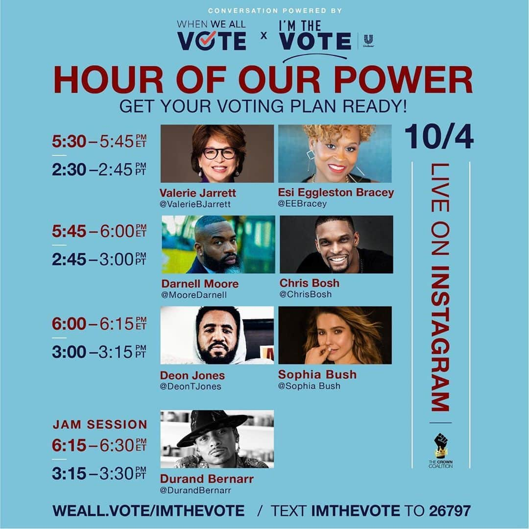 ソフィア・ブッシュさんのインスタグラム写真 - (ソフィア・ブッシュInstagram)「Yes it’s Sunday, but we’ve got WORK TO DO Y’ALL!! TODAY @ 6pm EST on IG LIVE 📺 I’m joining my brobro @DeonTJones and @WhenWeAllVote to make sure y’all know the easy steps to takes to make sure you cast your ballot this election! Voting shouldn’t be hard or confusing. Whether you are voting by mail or early in person, we are here to help you make your voting plan. You can tune in before we go live to some other great community members too! @valeriebjarrett @eebracey @chrisbosh @mooredarnell! And a jam session from @durandbernarr! Let’s do this team! #ImTheVote #IAmAVoter #WhenWeAllVote」10月5日 4時28分 - sophiabush