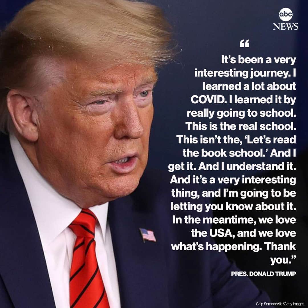 ABC Newsさんのインスタグラム写真 - (ABC NewsInstagram)「NEW: Pres. Trump: "It’s been a very interesting journey. I learned a lot about COVID. I learned it by really going to school. This is the real school. This isn’t the, ‘Let’s read the book school.’ And I get it." #trump #politics #health #publichealth #covid19 #coronavirus #us」10月5日 7時00分 - abcnews