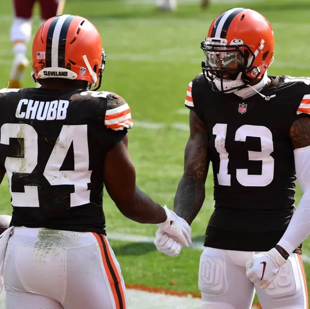 オデル・ベックハン・ジュニアのインスタグラム：「Great Dub! We got u brother @nchubb27 #HurryBack」