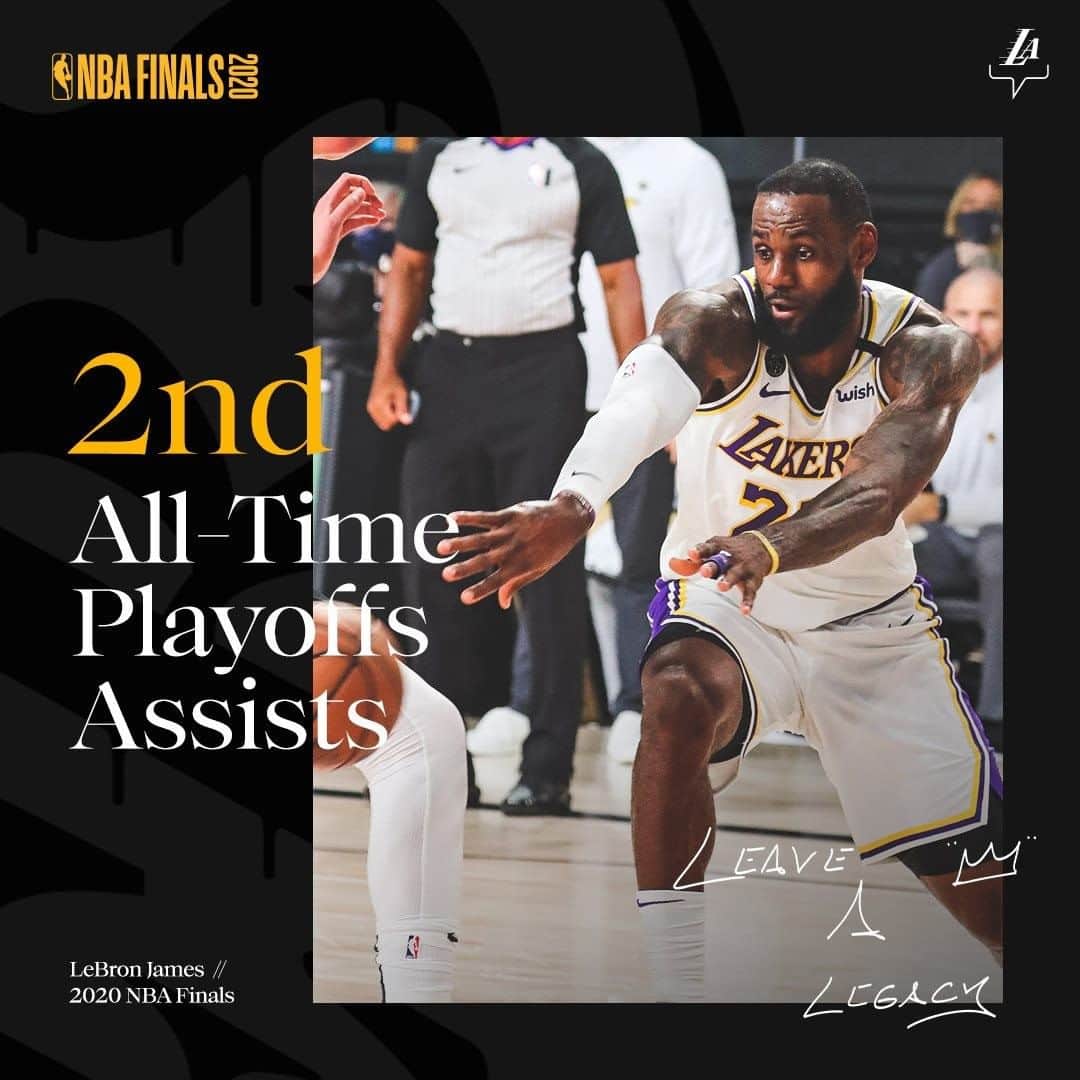 Los Angeles Lakersさんのインスタグラム写真 - (Los Angeles LakersInstagram)「Making history every time he steps on the floor.   Congrats to @kingjames on passing John Stockton for the second-most assists in playoffs history.」10月5日 9時00分 - lakers