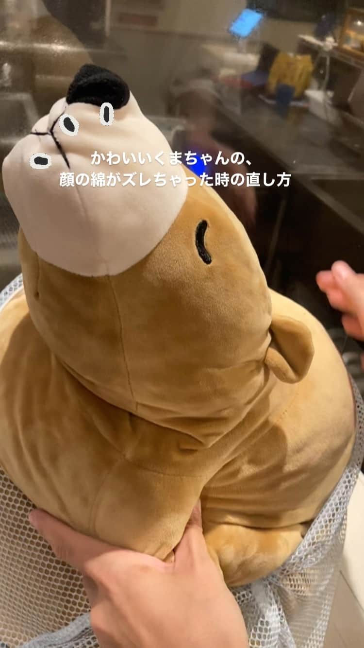 のインスタグラム：「#ぬいぐるみ 洗濯できます。 #soooliquid  #worldneighborscafe   #思い出のくまちゃん  #すっきりきれいになりました  #ふわふわ」