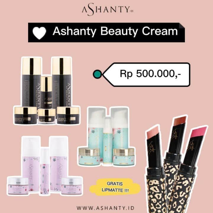 ASHANTY BEAUTY CREAM OFFICIALのインスタグラム：「🎉🎉🎉JANGAN LUPA ASHANTY BEAUTY CREAM MASIH PROMO 10.10 🎉🎉🎉  Dapatkan harga super hemaaaat setiap pembelian  Ashanty Beauty Cream (pilih salah satu series Whitening, Acne atau Anti aging) hanya Rp 500.000,- dan dapatkan FREE LIPMATTE ASHANTY (pilih salah satu shade Love, Sexy, Pure) senilai Rp 89.000,- 🤩🤩🤩  Superrrrr hemaaat!!!! Buruan yuuk pesan sekarang juga sebelum kehabisann !!! Stock sangat terbatas yaaaa, periode promo 02 - 10 Oktober 2020 😍  Tampil cantik menggunakan Ashanty Beuaty Cream dan dapatkan bibir merah merona menggubakan Ashanty Beauty Cosmetics 💋💄  _____________________________ Informasi dan pemesanan  Ashanty Beauty Cream Chat Via WA : WA: 081293823950 WA: 081287388885 WA: 085781140354 WA: 087778489900 ⚡️ Fast Respons Click Link On Bio Instagram @ashantyid ❣️ ______________________________ #ashantybeautycream #creamashanty #skincareashanty #skincare #skincareartis #skincarelokal #creamwajah #creamperawatanwajah #obatjerawat #jerawat #kosmetik #krimwajah #creamwajah #whiteningcream #ashantyid #ashanty」