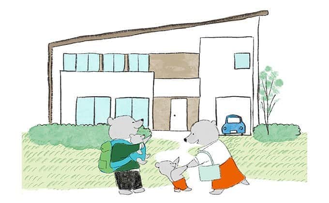 のインスタグラム：「子供があと伸びする家の続き。 kodomoe✖︎アルネットホームさんの記事のイラストを書きました。  https://kodomoe.net/life/36361/ 理想の間取りは実際に施工中！」