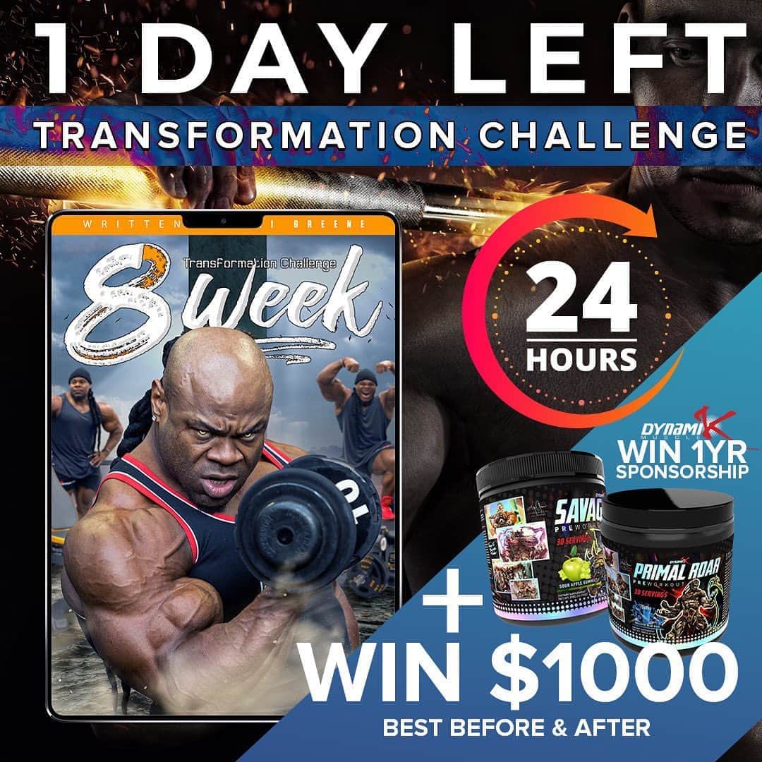 カイ・グリーンのインスタグラム：「💪🏾FINAL HOURS TO ENTER!! This Is It Ya’ll....My 8 Week Challenge Is Coming To A Close As We Approach The 24 Hour Mark!! The ⏰ Is Tickin  🔥The Best Transformation WILL WIN $1,000 & A 1 Year @Dynamikmuscle Sponsorship  💥 💥 WHAT YOU GET 💥 💥 👉🏾A FULL 8 WEEK PROGRAM - Giving you all the tools (Diet/Training) you need to make BIG CHANGES in your physique!  ✅ 8 Weeks Of Intense Workouts ✅ 8 Week Nutrition / Meal Plan ✅ Daily Text From Me - 5x A Week ✅ Private Facebook Group - It’s Poppin ✅ Entry Open For Male & Female ✅ Yes! Worldwide Entry Available」