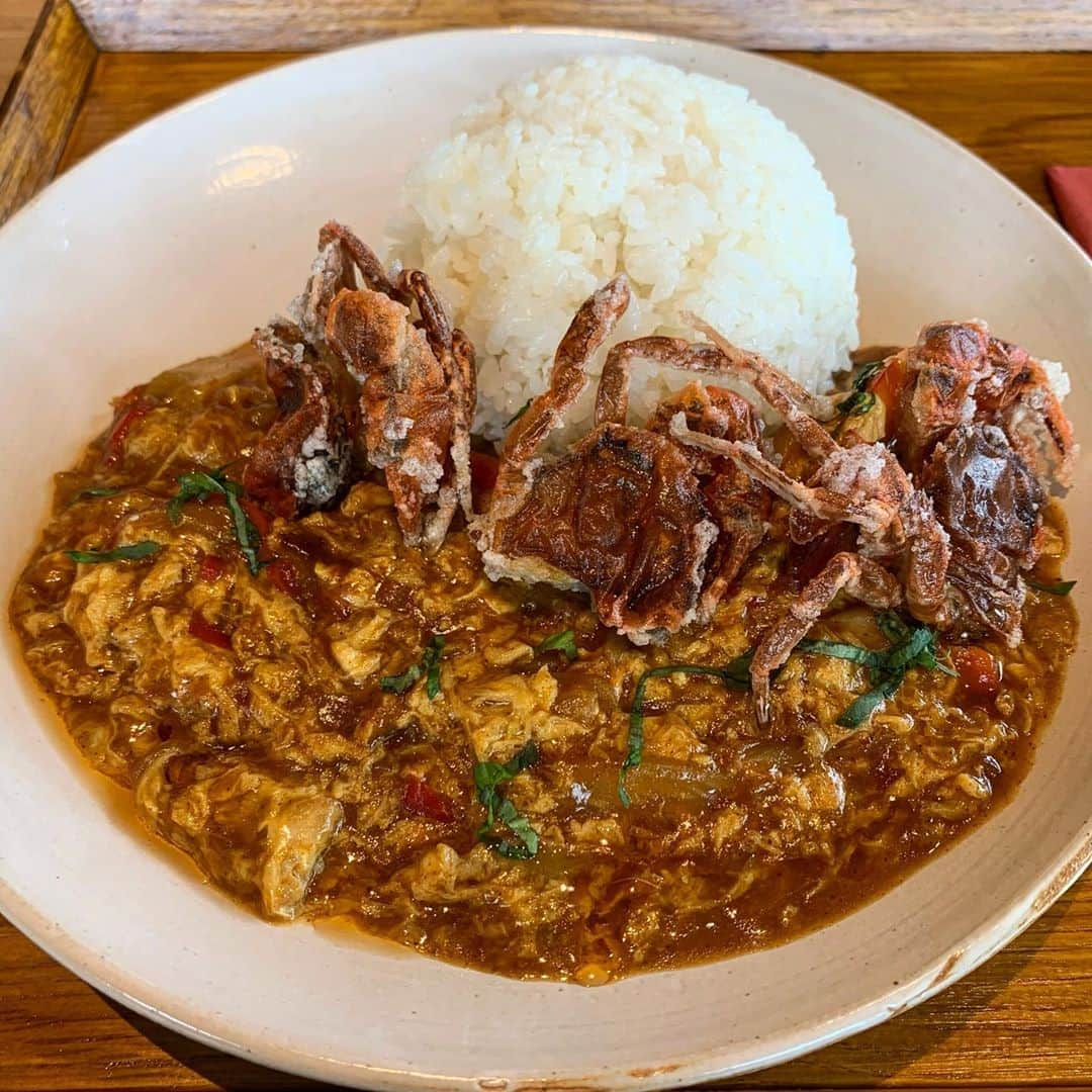 黒沢薫さんのインスタグラム写真 - (黒沢薫Instagram)「#lunch #curry #softshellcrab  #Thaistyle #yummy #spicy #lovelife #instafood  #ハードコアカレーシンガー #Hardcorecurrysinger」10月5日 13時42分 - kaorukurosawa_lovelife