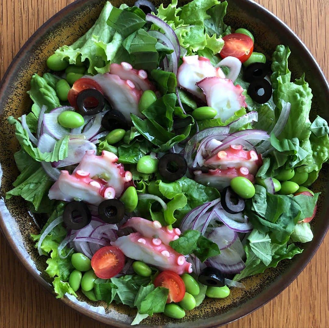 行正り香さんのインスタグラム写真 - (行正り香Instagram)「本日もサラダの撮影です。タンパク質と生野菜たっぷり。これは作っていても、ヘルシーだわあ、と感じます(^^)#行正り香 #rikayukimasa #牧田善二先生 #日本文芸社」10月5日 13時51分 - rikayukimasa
