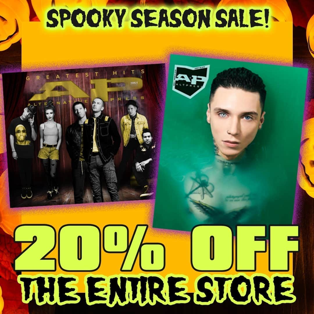 Alternative Pressさんのインスタグラム写真 - (Alternative PressInstagram)「ENDING TODAY! Get 20% off all items and all of your favorite artists just in time for spooky season⁠ LINK IN BIO⁠ .⁠ .⁠ .⁠ #spooky #spookyseason #halloween #halloweenseason #halloweentime #andyblack #andybiersack #blackveilbrides #bvb #falloutboy #fob #twentyonepilots #awstenknight #paramore #altpress #alternativepress」10月6日 1時02分 - altpress