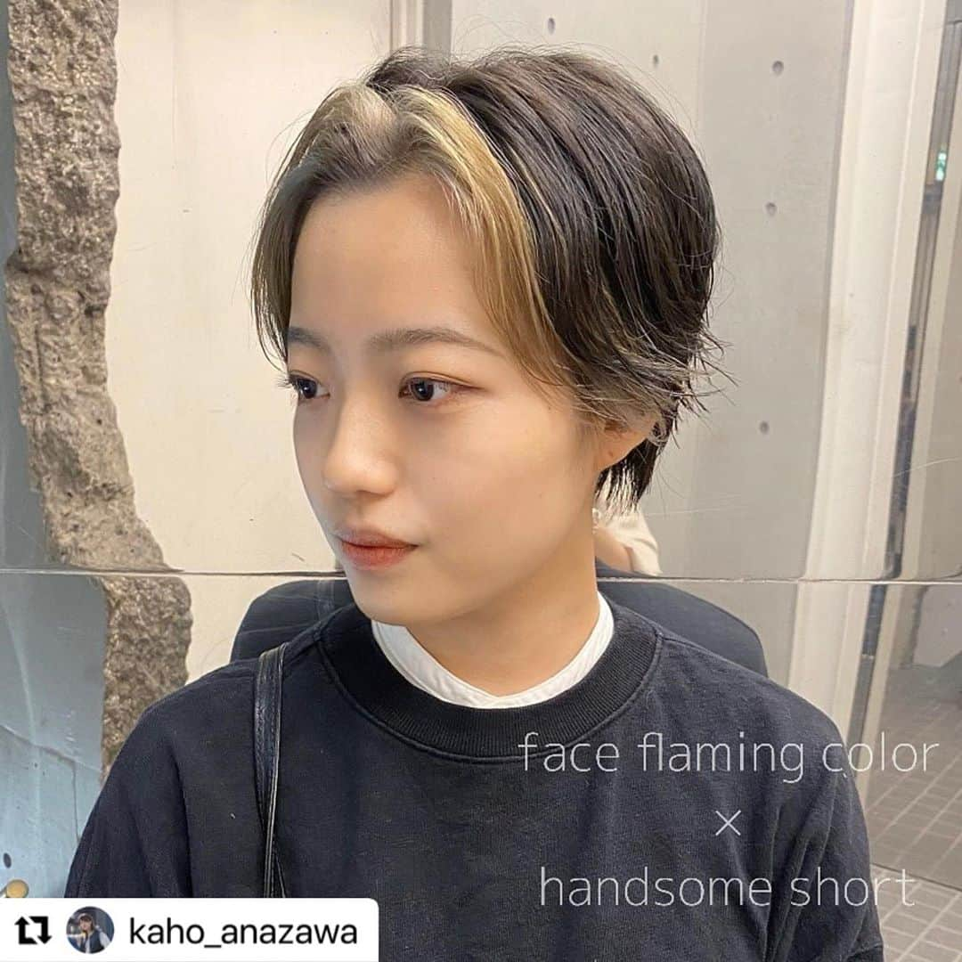 Hairsalon BREEN Tokyoさんのインスタグラム写真 - (Hairsalon BREEN TokyoInstagram)「#Repost @kaho_anazawa with @make_repost ・・・ 【フェイスフレーミングカラー×ハンサムショート🐆】 . ロングヘアーからばっさりとイメージチェンジさせて頂きました〜✂︎ . 襟足を残した、かっこ可愛いシルエットのハンサムショート。 . ショートヘアの肝は【毛先の質感調整】ここが上手くいかないと、可愛くなり過ぎたり、重い印象を与えたりします。 . スタイリング剤をつけなくても毛先が『シュッ！』っとしまるとバッチリ✌︎ . やっぱりイメージチェンジは楽しいな〜！！！大胆イメチェンお任せくださいね🤝」10月5日 17時52分 - hairsalon_breen_tokyo