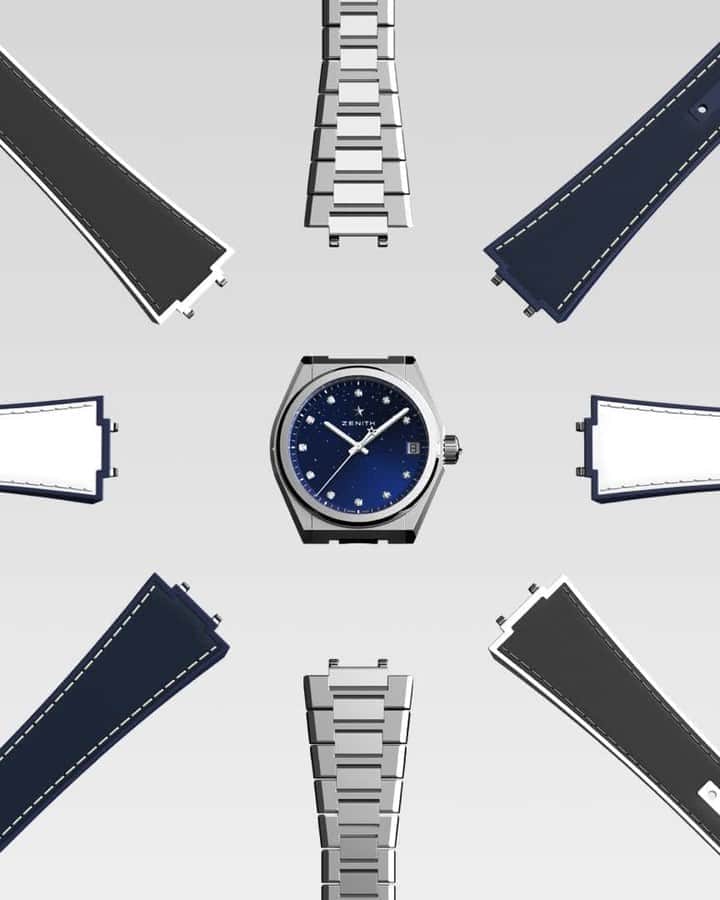 ゼニスのインスタグラム：「#DefyMidnight: Why choose just one look when you can enjoy them all, whenever you please? The DEFY Midnight comes with a number of straps as well as a steel bracelet, which can all easily be swapped without needing any tools.  #Zenith #ZenithWatches #Watches #Watch #Watchesofinstagram #Watchfam #WatchoftheDay #Luxury #WatchAddict #Watchcollector #Horology #DailyWatch #Defy #Dreamhers」